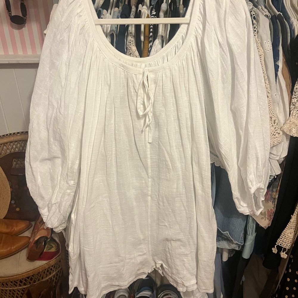 White Peasant-Style Mini Dress